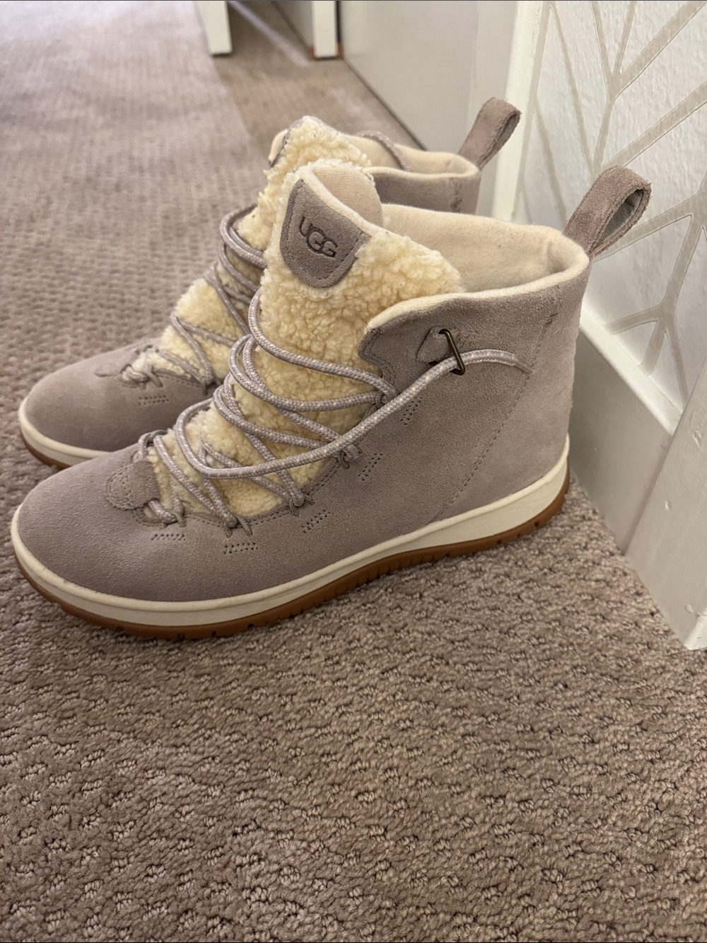 UGG Taupe Suede Shearling-Lined Winter Boots - Picture 2 of 6